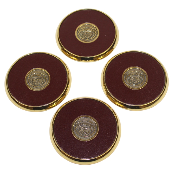 Four (4) Medinah Country Club Coasters in Holder