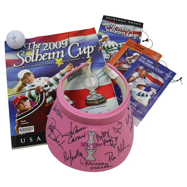 Large Grouping of 2009 Solheim Cup Items - Signed Visor, Program, Ball, Tickets & other