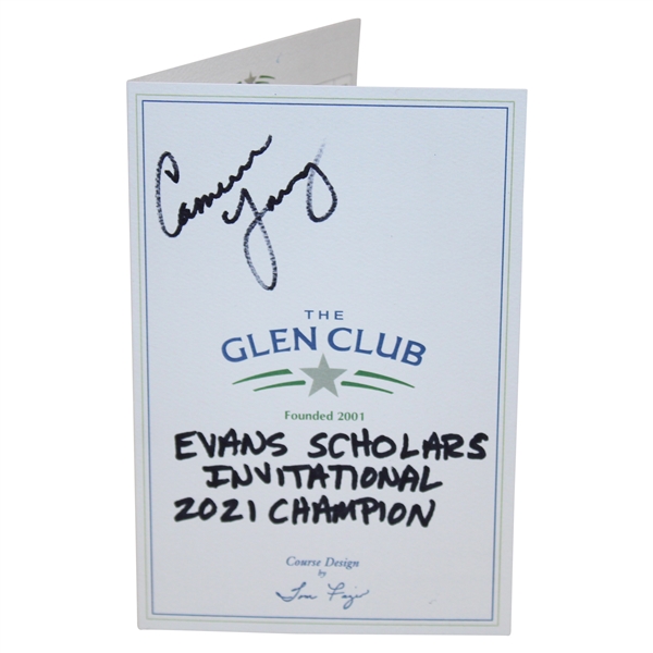 Cameron Young Signed The Glen Club Scorecard with win Inscription JSA ALOA