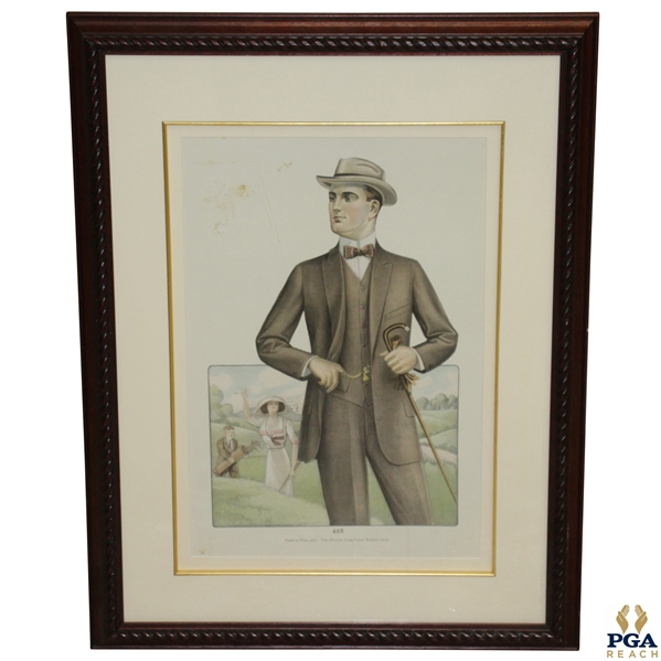 'Fashion Plate 485' - Two Button Long Lapel English Suit Illustration