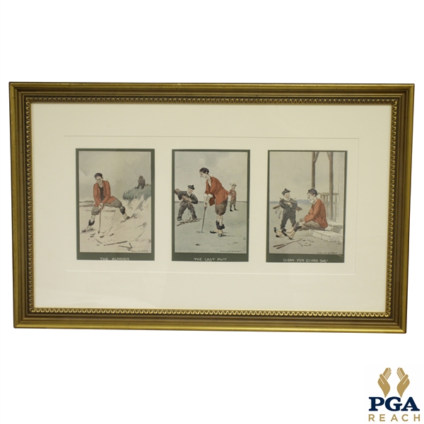 "The Bunker", "The Last Put" & "Clean Yer Clubs Sir" Group Of (3) Golf Illustrations