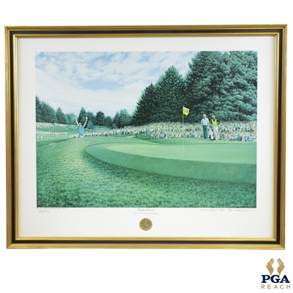 Bob Tway Signed PGA Championship Sudden Victory Artist's Proof Signed By Artist Daniel Moore JSA ALOA