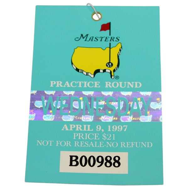 1997 Masters Tournament Wednesday Ticket #B00988 - Tiger Woods First Masters Win