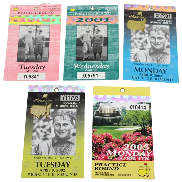 Masters Tournament 2001 (Tues & Wed), 2002 (Mon & Tues) & 2005 (Mon) Tickets - Tiger Wins