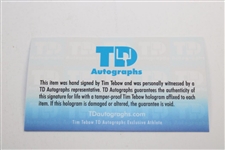 Tim Tebow Signed 2015 Tim Tebow Foundation Celebrity Golf Classic Flag JSA ALOA