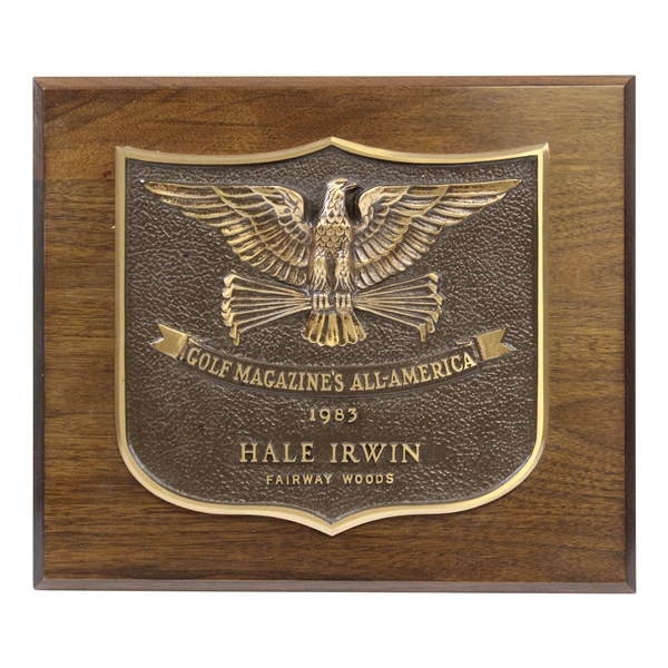 Hale Irwins 1983 Golf Magazines All-America Plaque - Fairway Woods