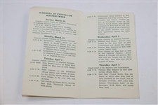 1958 Masters Thursday Pairing Sheet & Schedule of Events Pamphlet - Arnold Palmer Winner