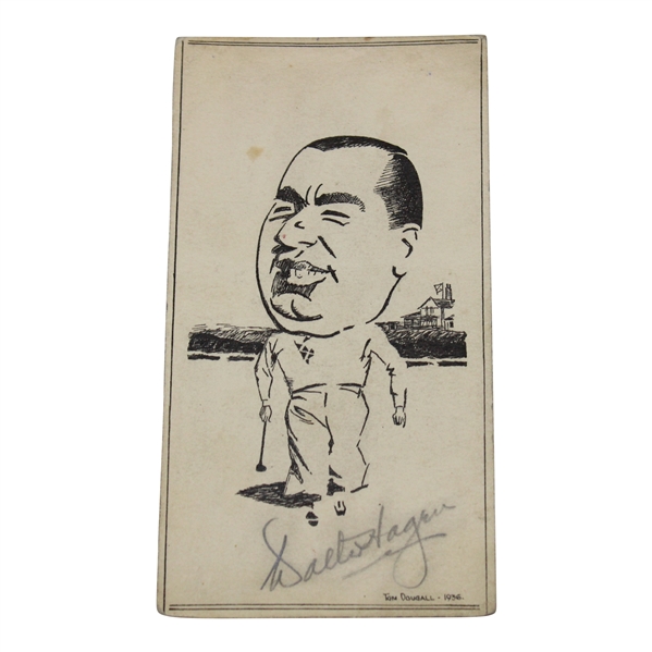 Walter Hagen Signed Tom Dougall 1936 Sketch JSA ALOA