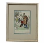 Frank Reynolds Original Lady Golfer...Always Makes Me feel… Pen & Ink Watercolor - Framed