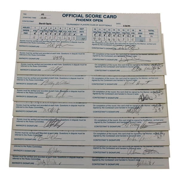 Ten (10) 1995 Phoenix Open Official Tournament Used Scorecards