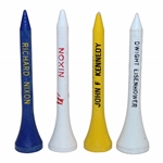 Four (4) Presidential Golf Tees: John Kennedy, Richard Nixon, Dwight Eisenhower & Re-Elect Dick Nixon