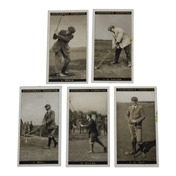 James Braid, JH Taylor, John Ball, Harold Hilton & Fred Tait Churchman Cigarette Cards