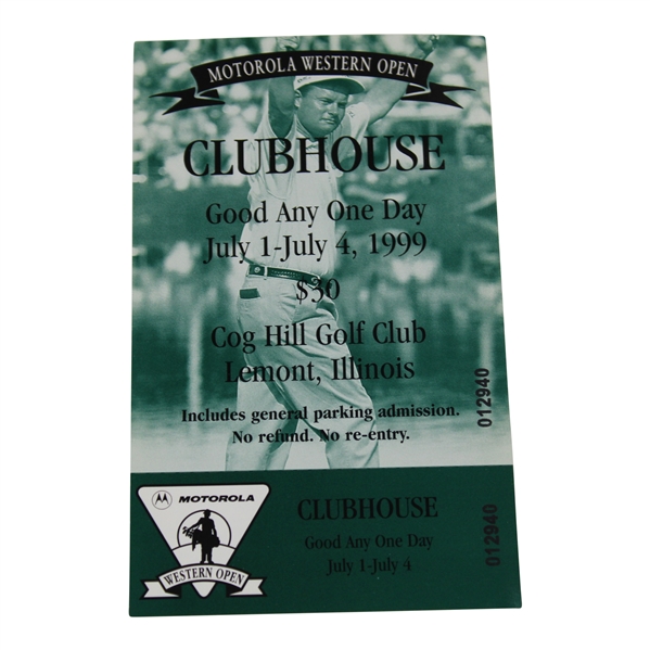 1999 Western Open Clubhouse Ticket #012940 - Tiger Woods Win 