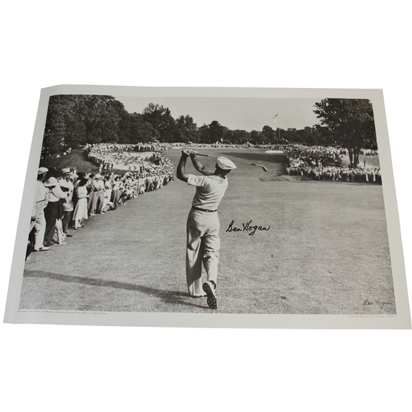 Ben Hogan Signed 1950 US Open at Merion Ben Hogan 1-Iron Poster - 1993 JSA ALOA