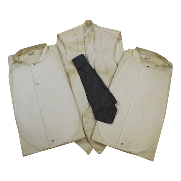 Two (2) Vintage Dress Shirts, Vest & Necktie Belonging to Jerry Travers 