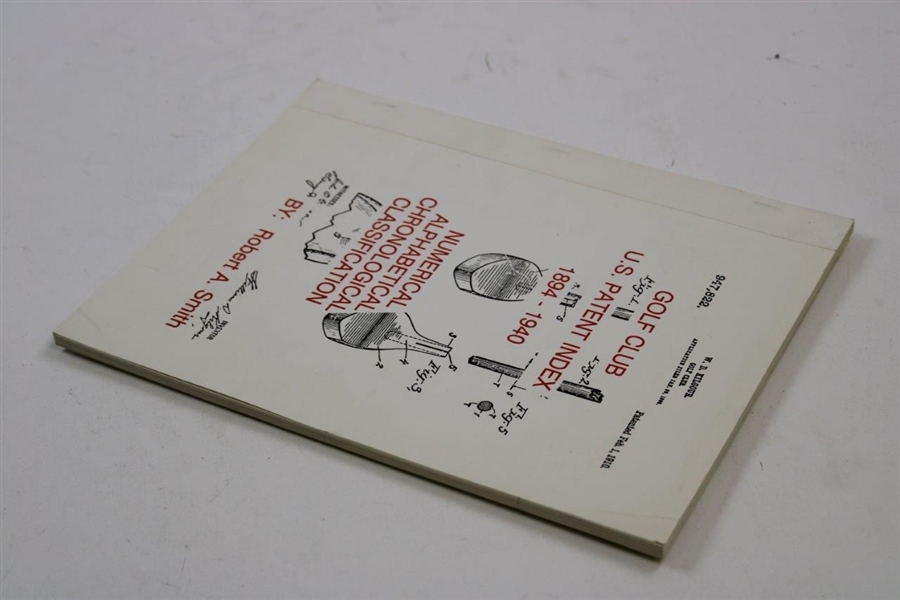 Golf Club U.S. Patent Index 1894-1940' Catalog Book by Robert Smith - 1992