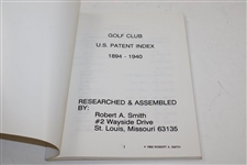 Golf Club U.S. Patent Index 1894-1940' Catalog Book by Robert Smith - 1992