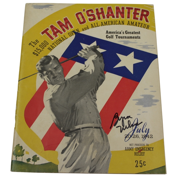 Byron Nelson Signed 1942 Tam O'Shanter Official Program JSA ALOA