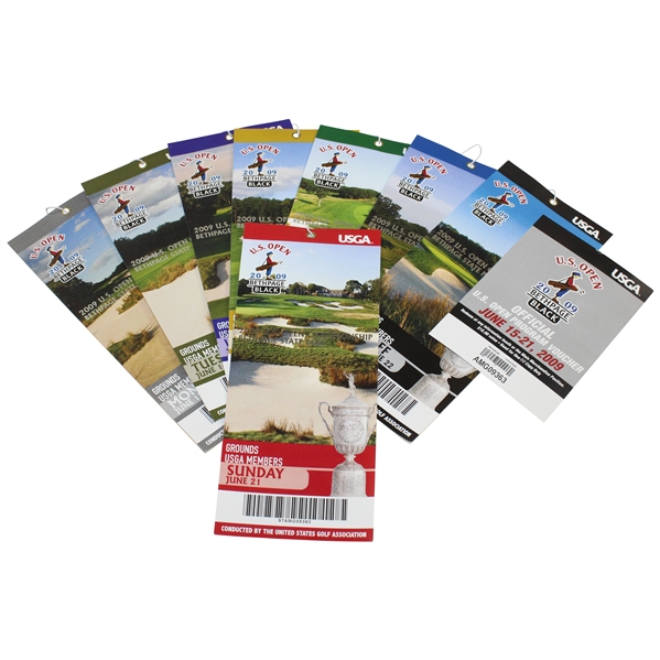 Full Unused Eight (8)Ticket Set for 2009 US Open at Bethpage Black with Program Voucher