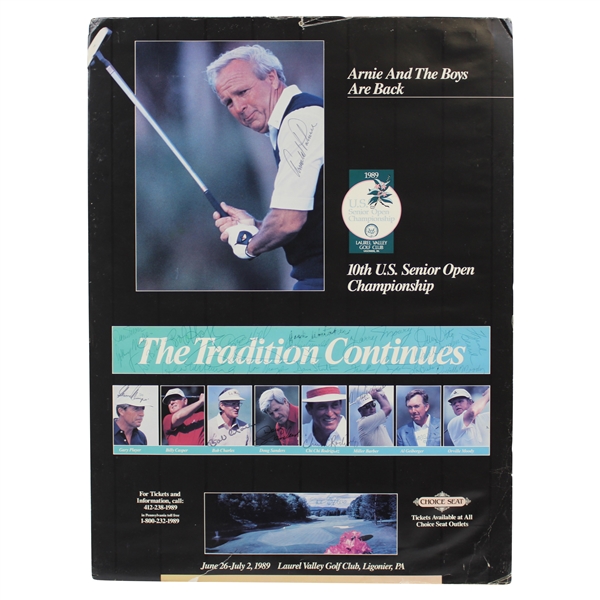 1989 SR. US Open Laurel Valley Broadside Signed by Arnold Palmer, Bob Hope & 20 More JSA ALOA