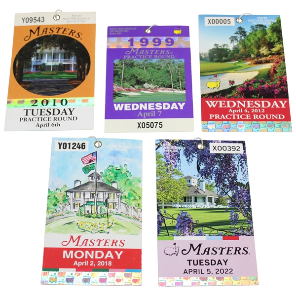 1999, 2010, 2012, 2018 & 2022 Masters Tournament Tickets