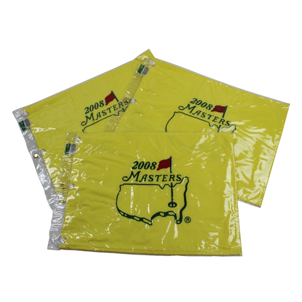 Three (3) 2008 Masters Tournament Embroidered Flags - Trevor Immelman Winner