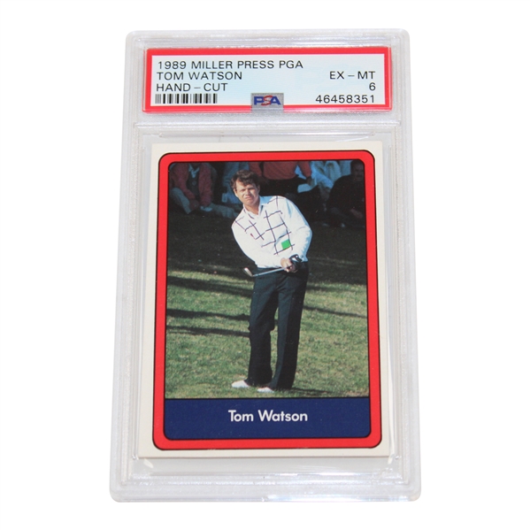 Tom Watson 1989 Miller Press PGA Hand Cut Golf Card PSA 6 EX-MT #46458351