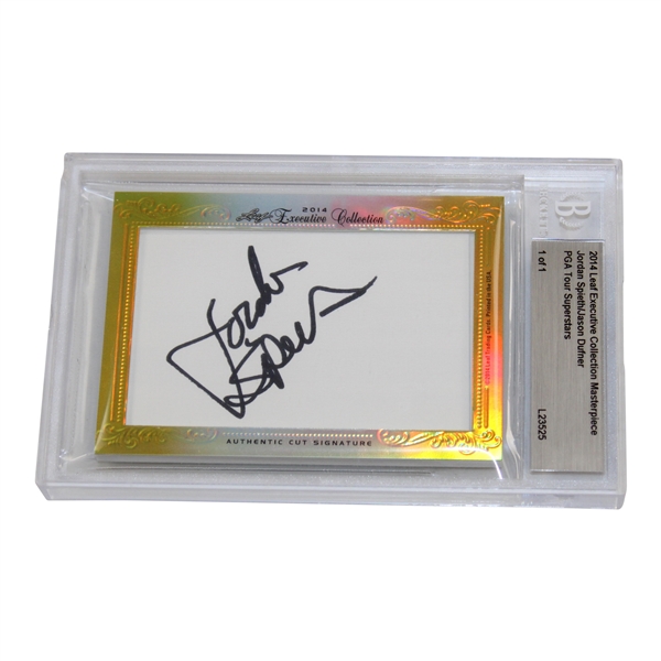 Jordan Spieth & Jason Dufner Signed 2014 Leaf Masterpiece PGA Tour Superstars Golf Card 1 of 1 Beckett #L23525