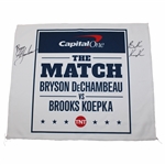 Bryson DeChambeau & Brooks Kopeka Signed Capital One The Match White Cloth Signage JSA ALOA