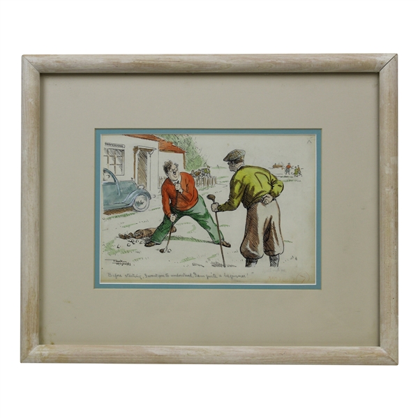 Frank Reynolds Original "Before Starting...I Am Quite A beginner" Pen & Ink Watercolor - Framed