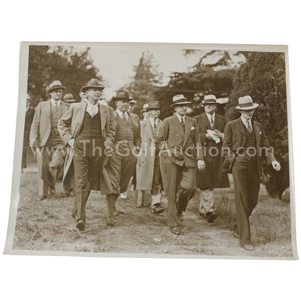 1930s Augusta National GC Original Photo of Bobby Jones & Group Surveying Construction Land