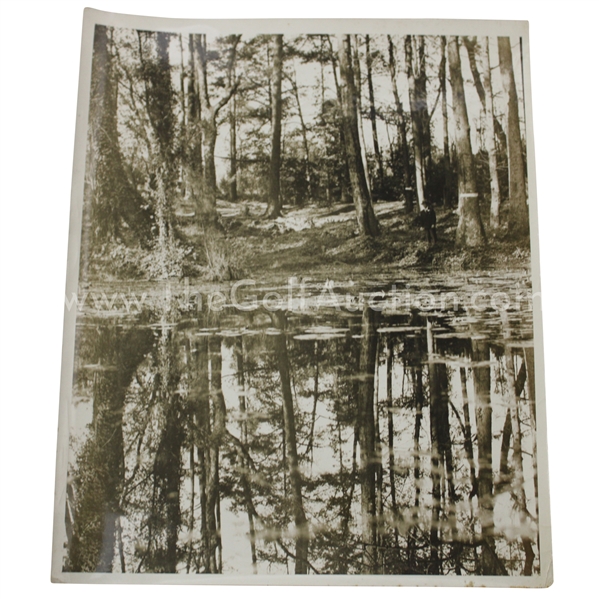 1930s Augusta National GC Original Photo of Chief Engineer Wendell P. Miller Surveying Pond/Lake