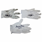 Mark O'Meara, David Duval & Ian Baker-Finch Signed Personal Golf Gloves JSA ALOA