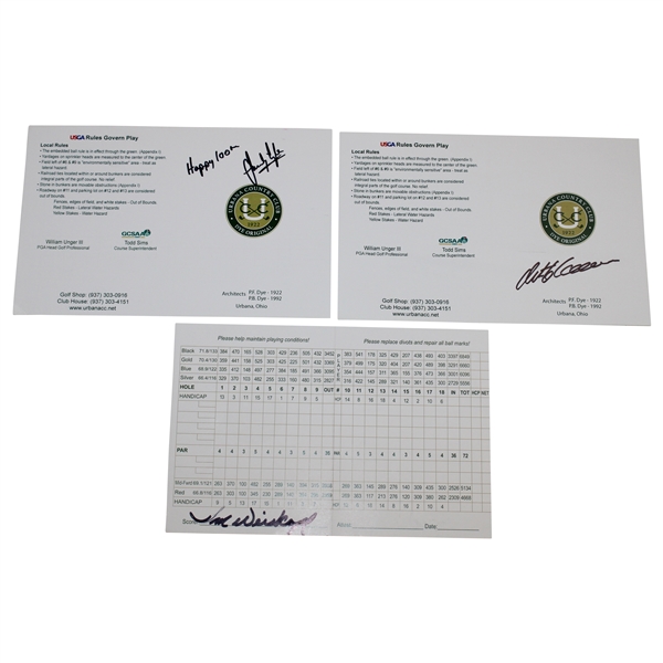 Sandy Lyle, Retief Goosen & Tom Weiskopf Signed Urbana CC Official Scorecards JSA ALOA