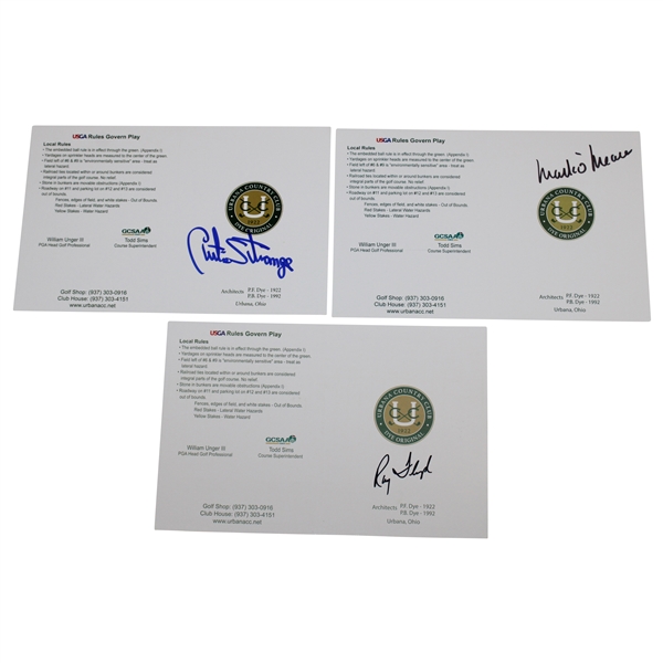 Curtis Strange, Ray Floyd & Mark O'Meara Signed Urbana CC Official Scorecards JSA ALOA