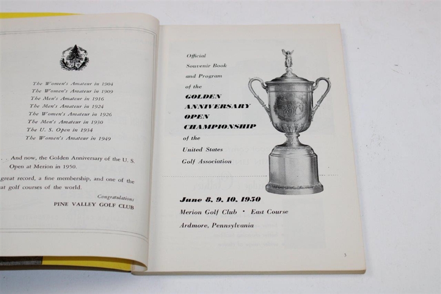 1950 US Open Championship at Merion Golf Club (East Course) Official Program - Ben Hogan Winner