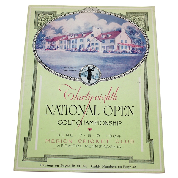 1934 US Open Championship at Merion Cricket Club Program - Olin Dutra Winner