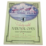 1934 US Open Championship at Merion Cricket Club Program - Olin Dutra Winner