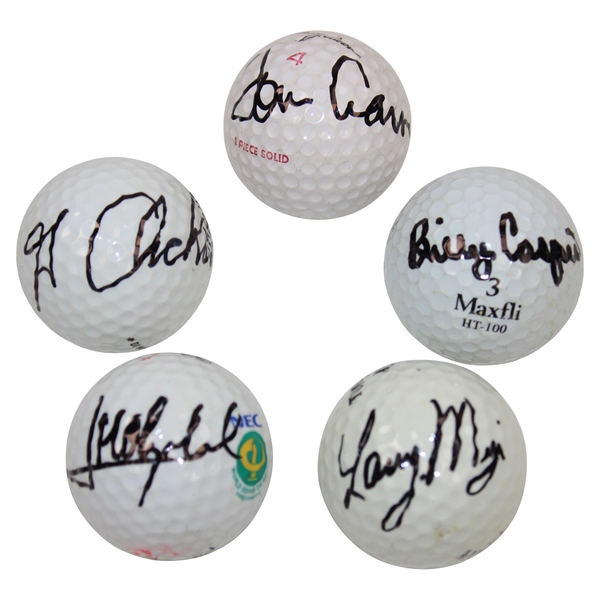 Masters Champions Archer, Aaron, Mize, Casper & Olazabal Signed Golf Balls JSA ALOA