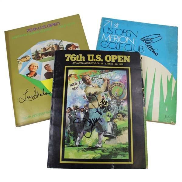 Champs Trevino, Graham & Pate Signed 1971, 1975 & 1976 US Open Programs JSA ALOA