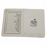 Early 1960's Black Ink Augusta National GC Scorecard Scored by Member Wm. R. Welsh