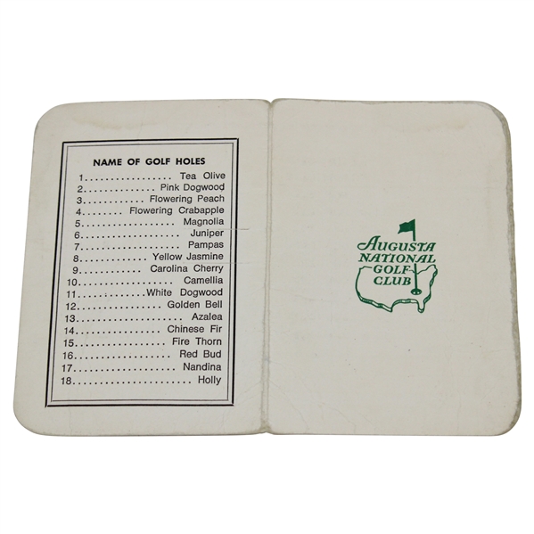 1980’s-Mid 90’s Augusta National Golf Club Official Scorecard - Unscored