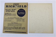 Richfield Gasoline Complete Goofy Golf Puzzle & Envelope w/Alex Morrison Lesson #2 - Perfect Form