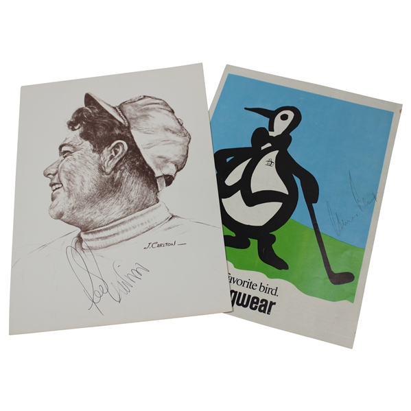 Gary Player Signed The Pro's Favorite Bird Page & Lee Trevino Signed Drawing JSA ALOA