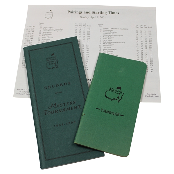 1995 Records of the Masters Book, Masters Yardage Book & 2001 Masters Pairing Sheet