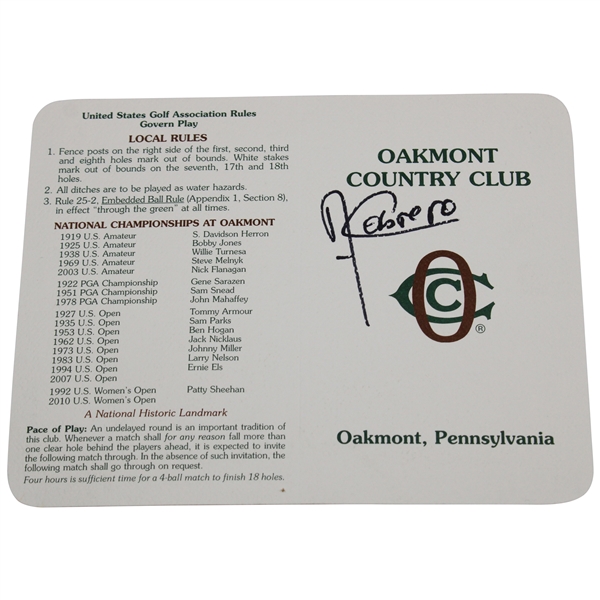 Angel Cabrera Signed Oakmont C.C. Scorecard JSA COA #HH62533