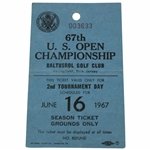 1967 US Open at Balustrol Golf Club Ticket # - Jack Nicklaus Winner