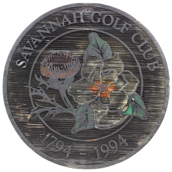 Large Savannah Golf Club 1794-1994 Wood Sign