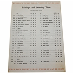 1961 Masters Tournament Saturday Pairings Sheet - Gary Player Winner