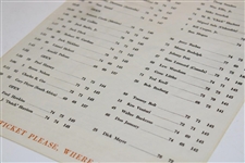 1961 Masters Tournament Saturday Pairings Sheet - Gary Player Winner